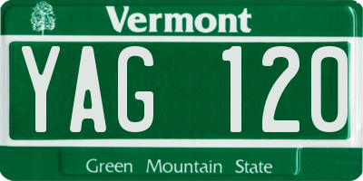 VT license plate YAG120