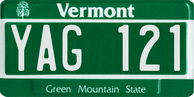 VT license plate YAG121