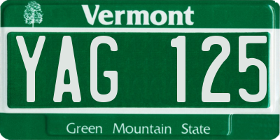 VT license plate YAG125