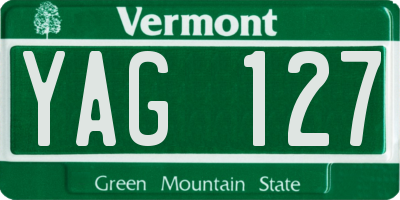 VT license plate YAG127