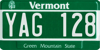 VT license plate YAG128