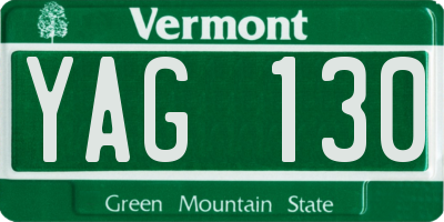 VT license plate YAG130