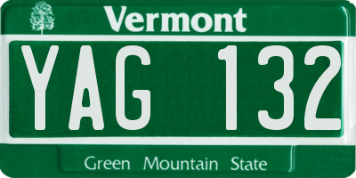 VT license plate YAG132