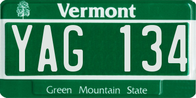 VT license plate YAG134