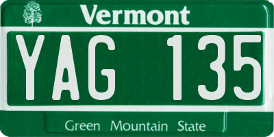 VT license plate YAG135