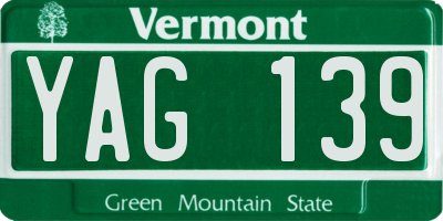VT license plate YAG139