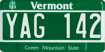 VT license plate YAG142