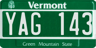 VT license plate YAG143