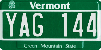 VT license plate YAG144