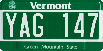 VT license plate YAG147