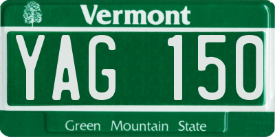 VT license plate YAG150
