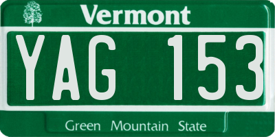 VT license plate YAG153
