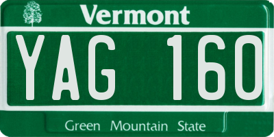 VT license plate YAG160