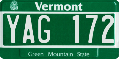 VT license plate YAG172