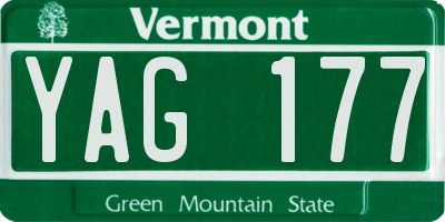 VT license plate YAG177