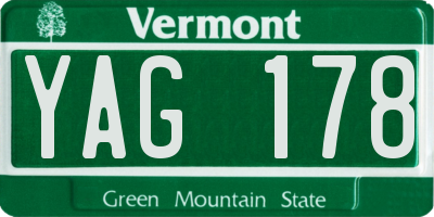 VT license plate YAG178