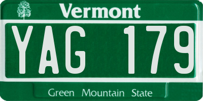 VT license plate YAG179
