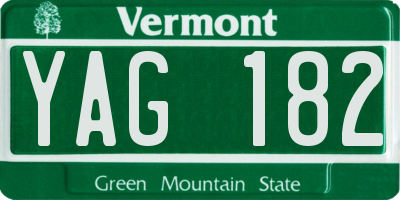 VT license plate YAG182