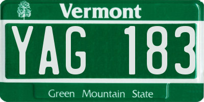 VT license plate YAG183