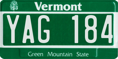 VT license plate YAG184