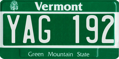 VT license plate YAG192