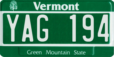 VT license plate YAG194