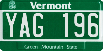 VT license plate YAG196