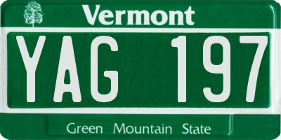 VT license plate YAG197