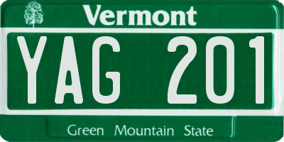 VT license plate YAG201