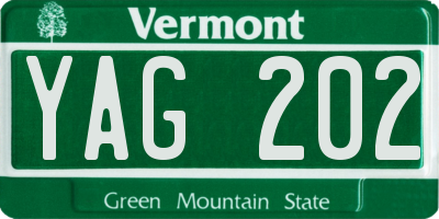 VT license plate YAG202