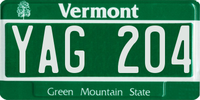 VT license plate YAG204