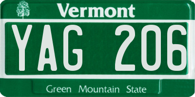 VT license plate YAG206