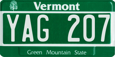 VT license plate YAG207
