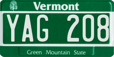 VT license plate YAG208