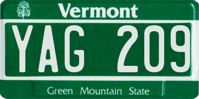 VT license plate YAG209