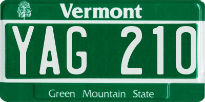 VT license plate YAG210