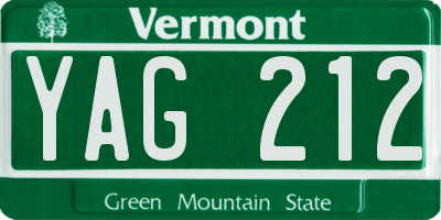 VT license plate YAG212