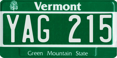 VT license plate YAG215