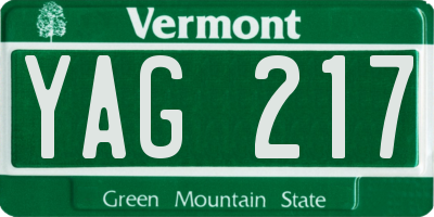 VT license plate YAG217
