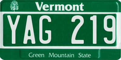 VT license plate YAG219