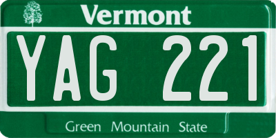 VT license plate YAG221