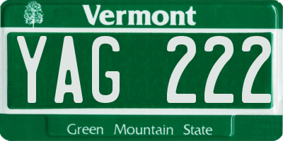 VT license plate YAG222