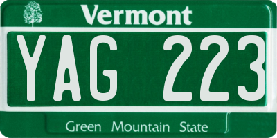 VT license plate YAG223