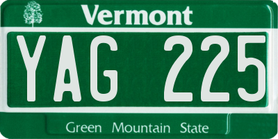 VT license plate YAG225