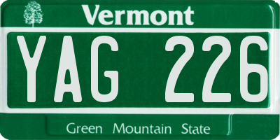 VT license plate YAG226