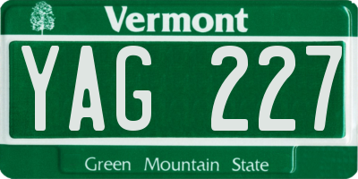 VT license plate YAG227