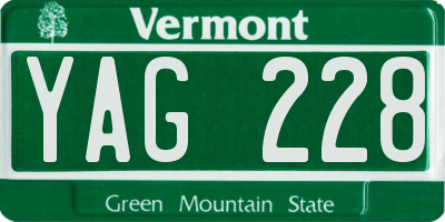 VT license plate YAG228