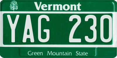 VT license plate YAG230