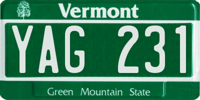 VT license plate YAG231