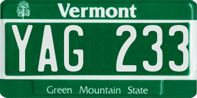 VT license plate YAG233
